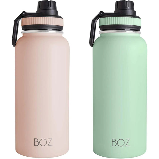 BOZ 32oz Stainless Steel Water Bottles 2 Pack Bundle